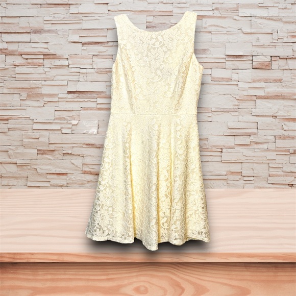 Speechless Dresses & Skirts - Speechless Creme Embroidered Lace Fit and Flare Sleeveless Mini Dress